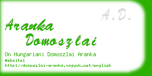 aranka domoszlai business card